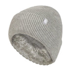 Ladies Fleece Lined Ribbed Thermal Turnover Hat for Winter