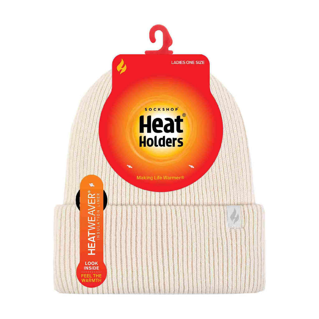 Ladies Fleece Lined Ribbed Thermal Turnover Hat for Winter