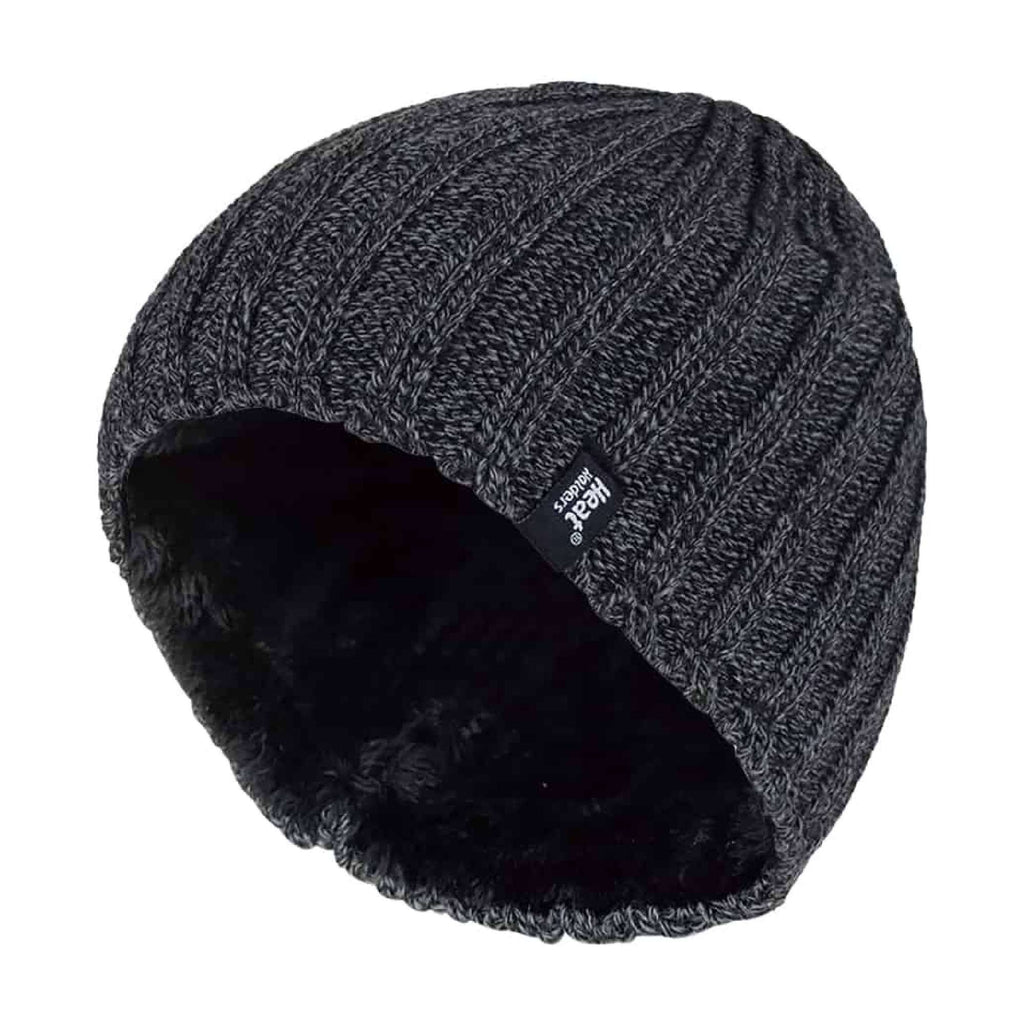 Mens 3.4 TOG Soft Fleece Lined Ribbed Knitted Thermal Winter Hat