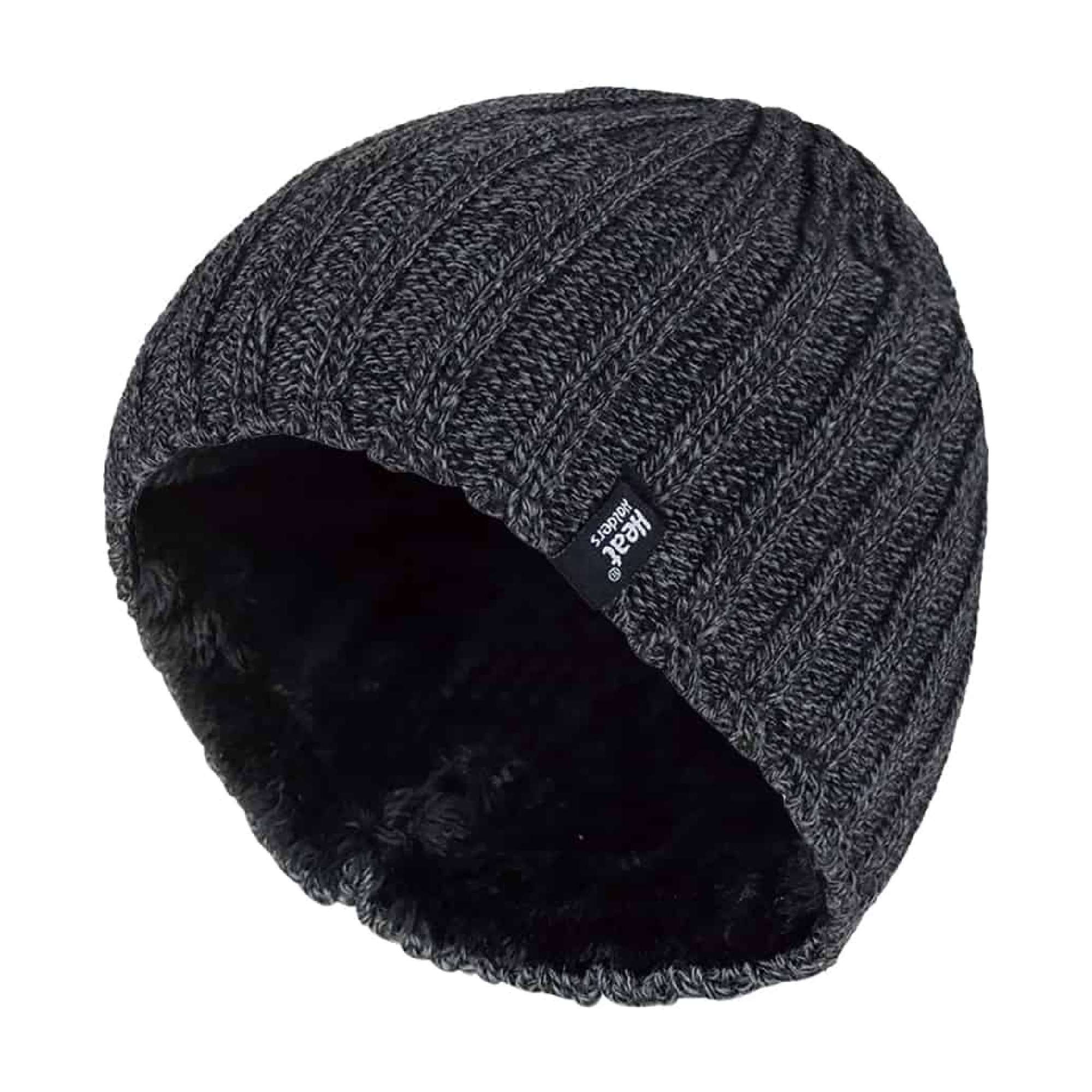 Mens 3.4 TOG Soft Fleece Lined Ribbed Knitted Thermal Winter Hat