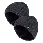Mens Chunky Soft Winter Ribbed Hat - 2 Pack