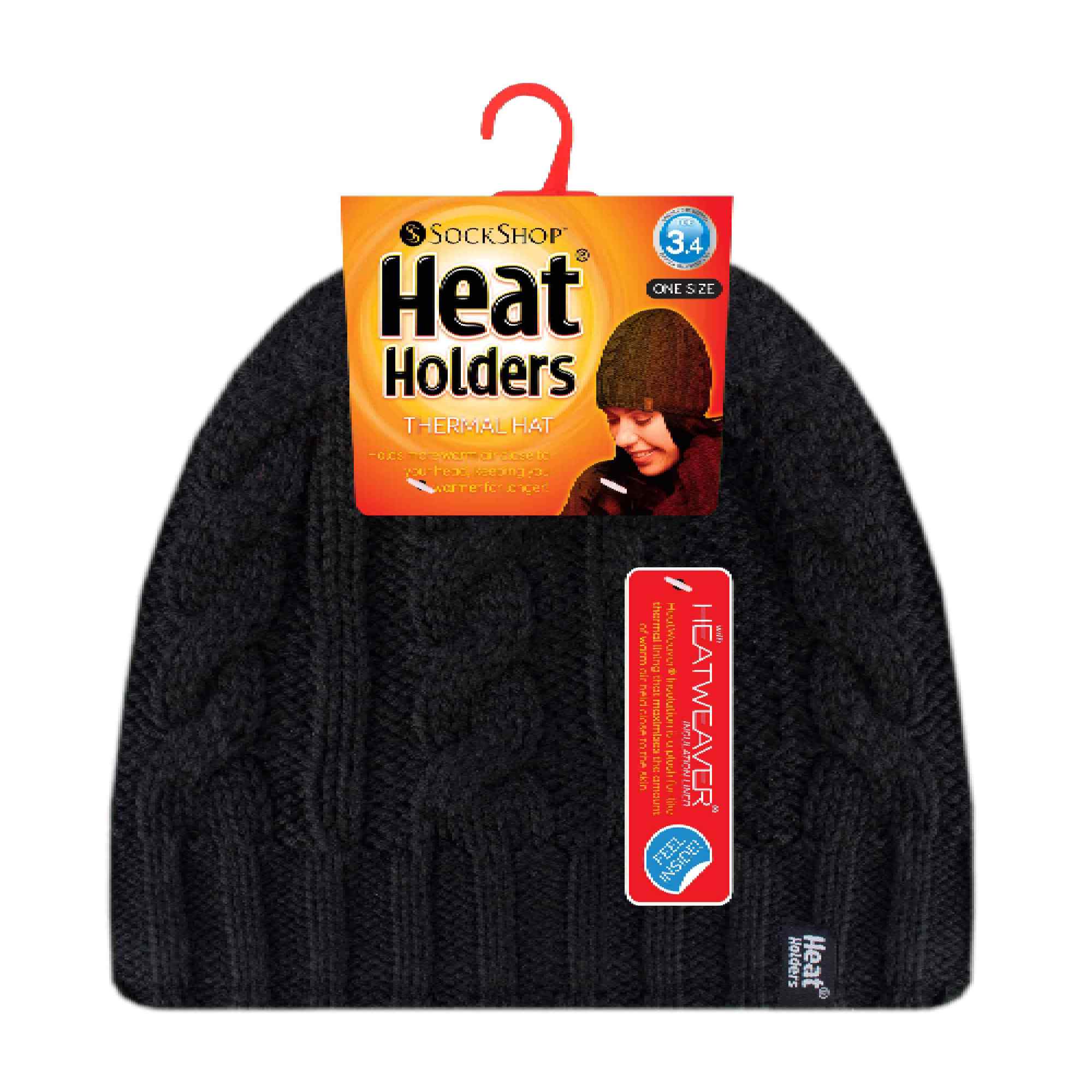 Ladies Cable Knit 3.4 Tog Fleece Lined Thermal Winter Hat