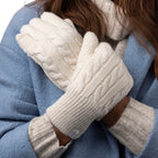 Ladies Knitted Thermal Hat Scarf & Gloves Set for Cold Weather