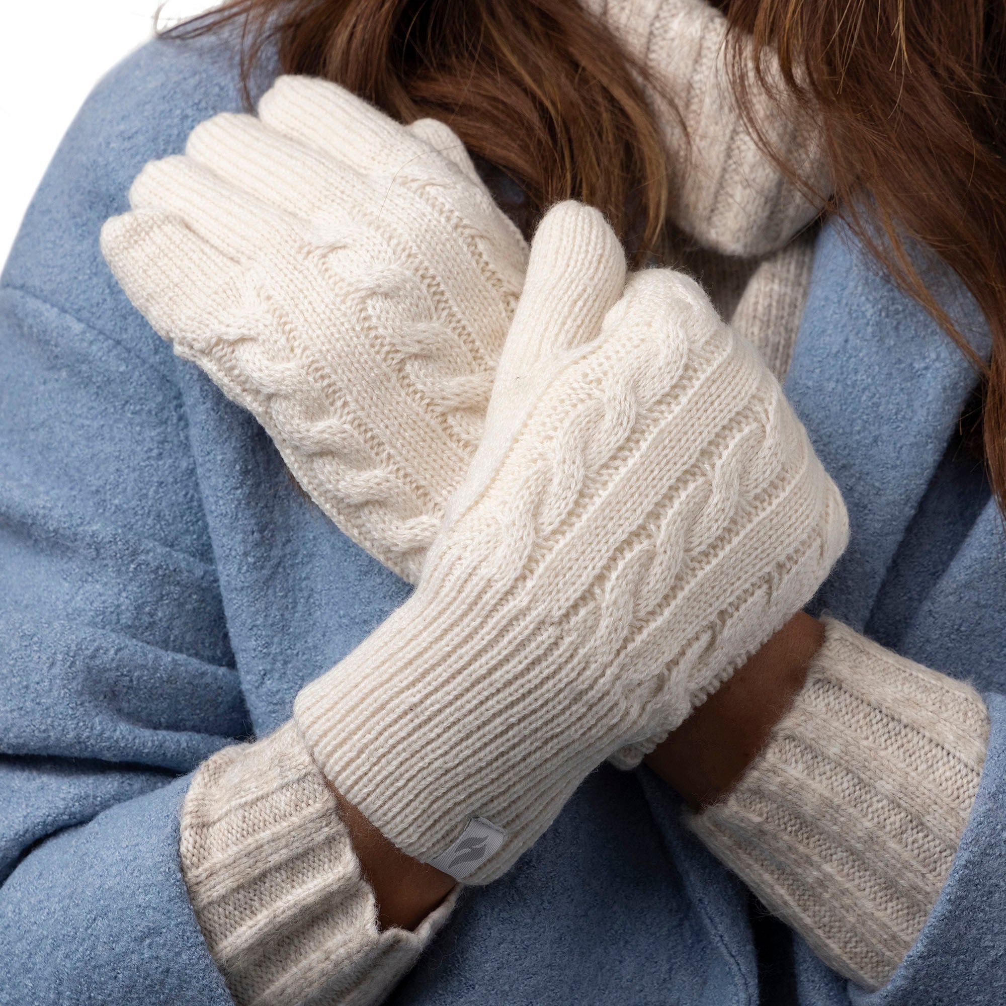 Ladies Knitted Thermal Hat Scarf & Gloves Set for Cold Weather