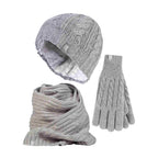 Ladies Knitted Thermal Hat Scarf & Gloves Set for Cold Weather