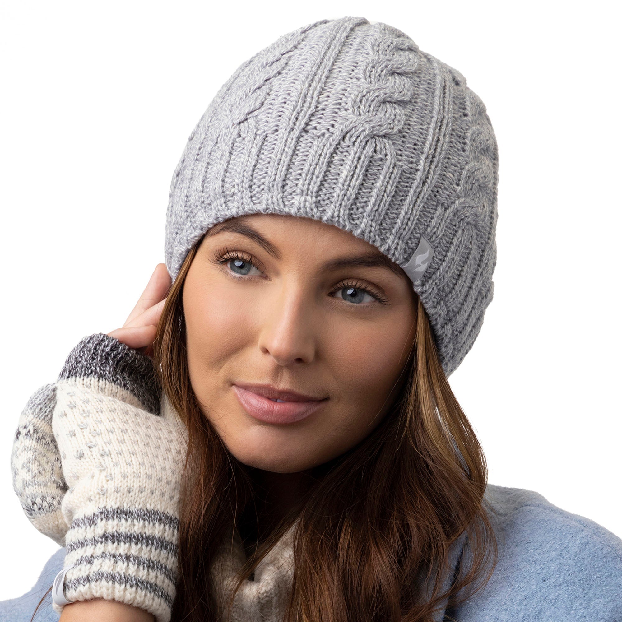 Ladies Knitted Thermal Hat Scarf & Gloves Set for Cold Weather