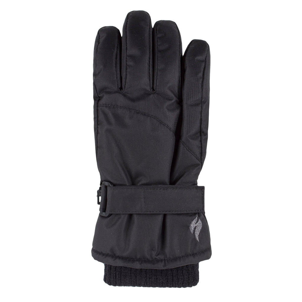 Childrens Black Winter Fleece Lined Waterproof Thermal Snow Ski Gloves