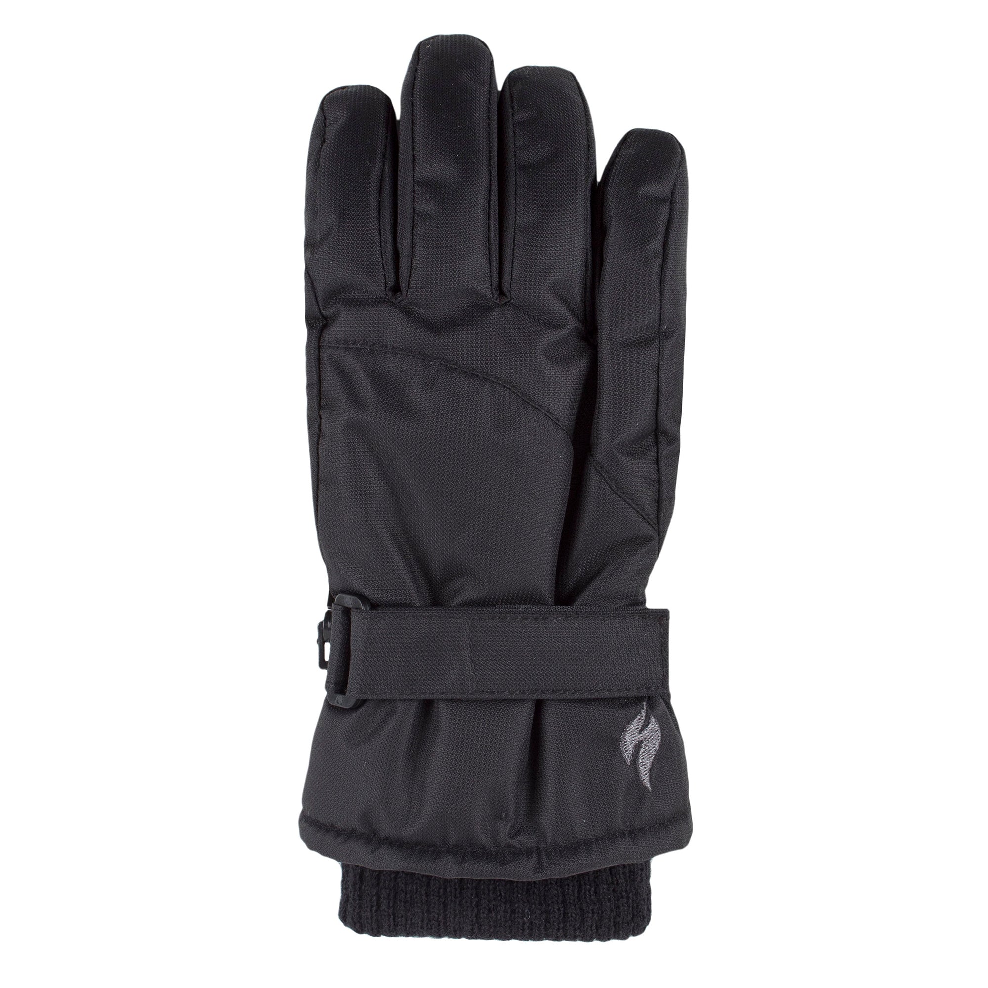 Childrens Black Winter Fleece Lined Waterproof Thermal Snow Ski Gloves