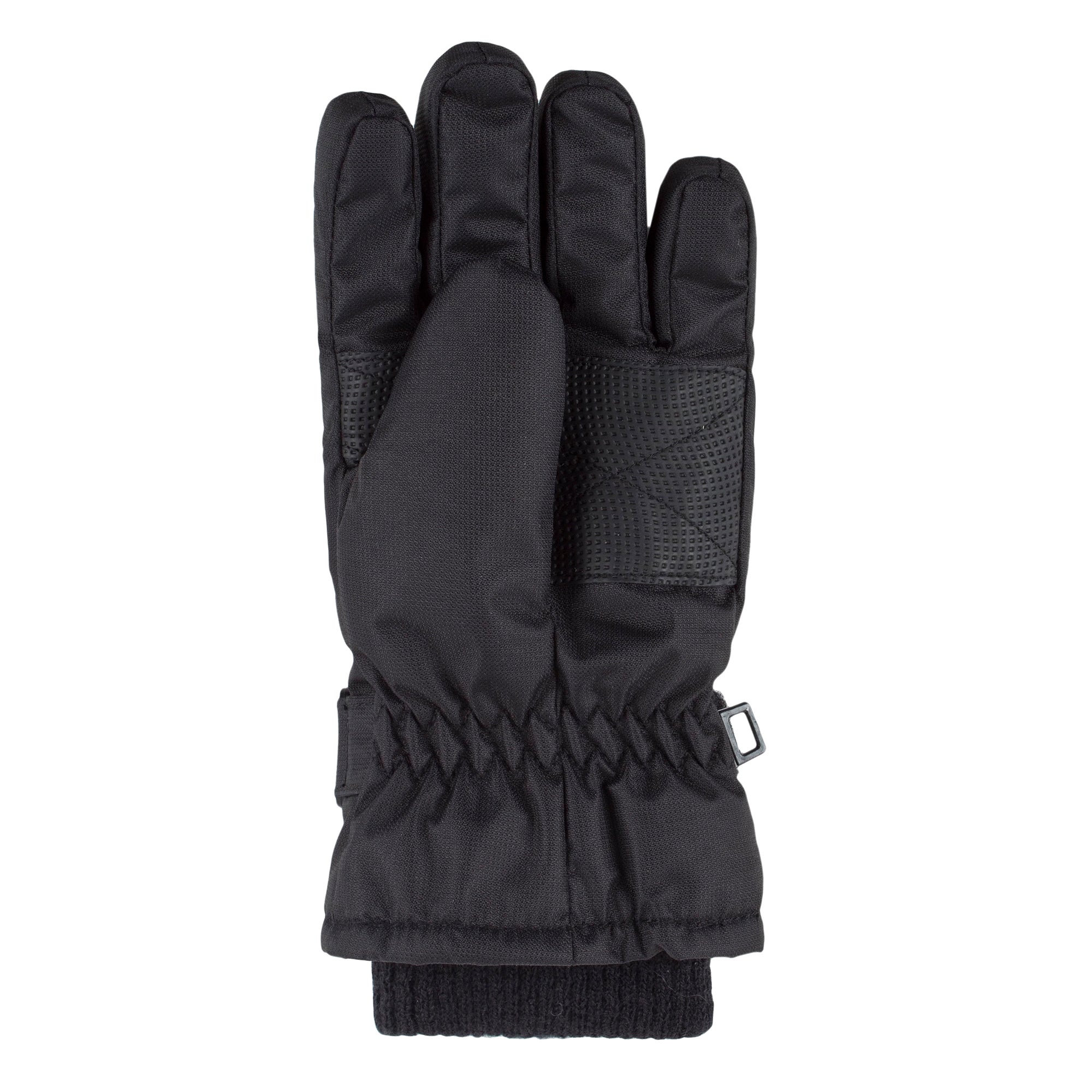 Childrens Black Winter Fleece Lined Waterproof Thermal Snow Ski Gloves