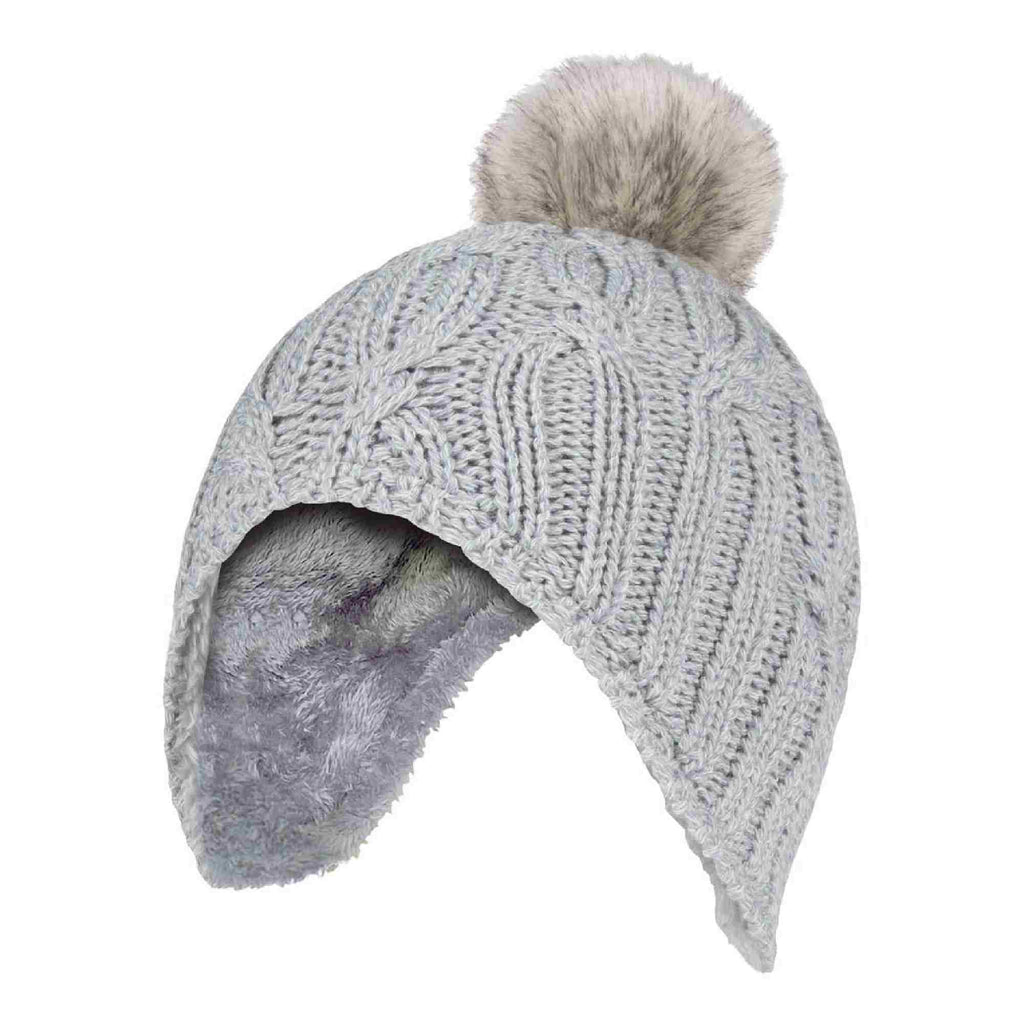 Girls Cable Knitted Beanie Hat with Pom Pom Bobble for Winter
