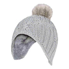 Girls Cable Knitted Beanie Hat with Pom Pom Bobble for Winter