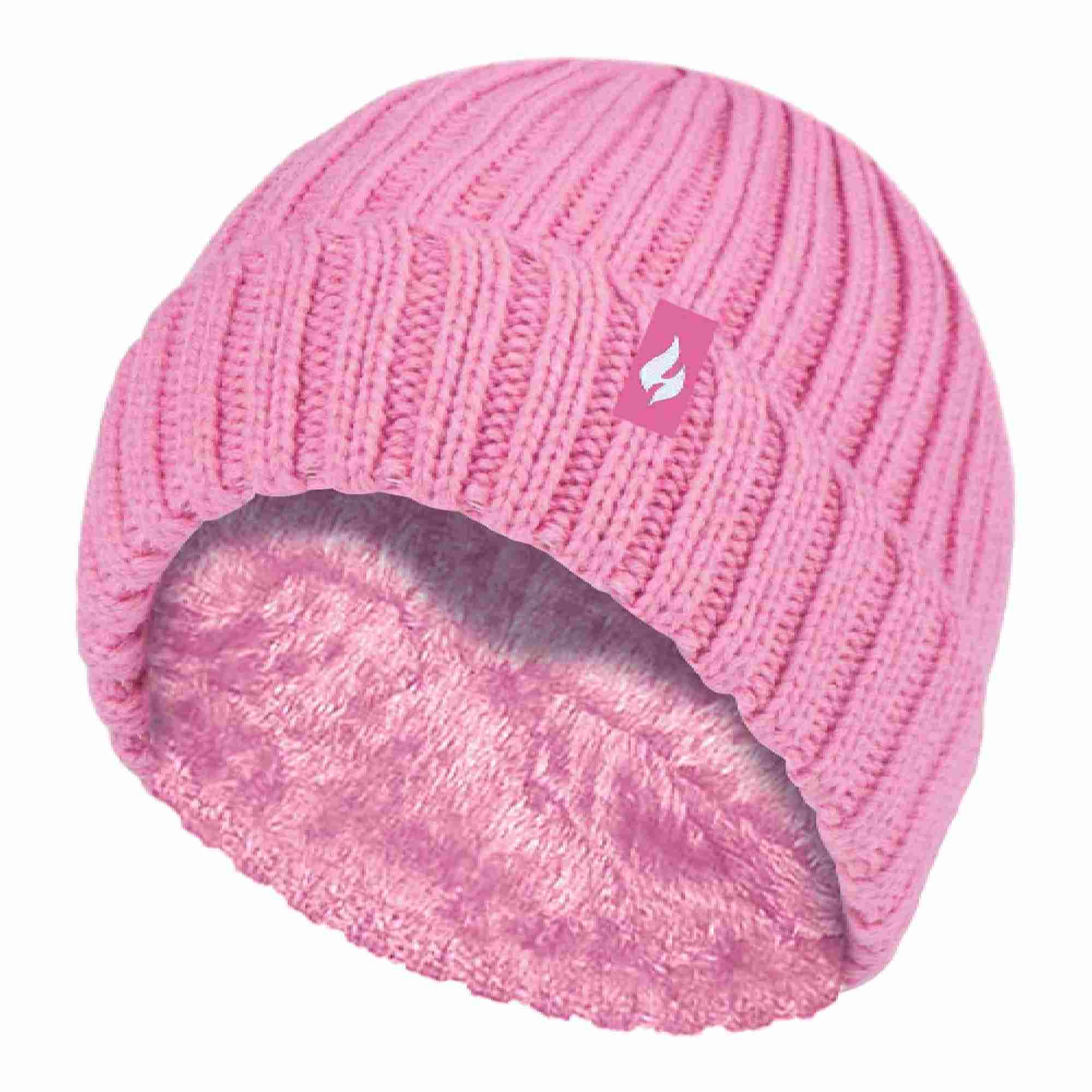 Girls Thick Chunky Ribbed Thermal Beanie Hat for Winter