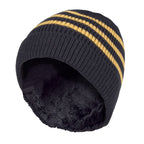 Boys Ribbed Knit Turnover Thermal Winter Hat with Stripes