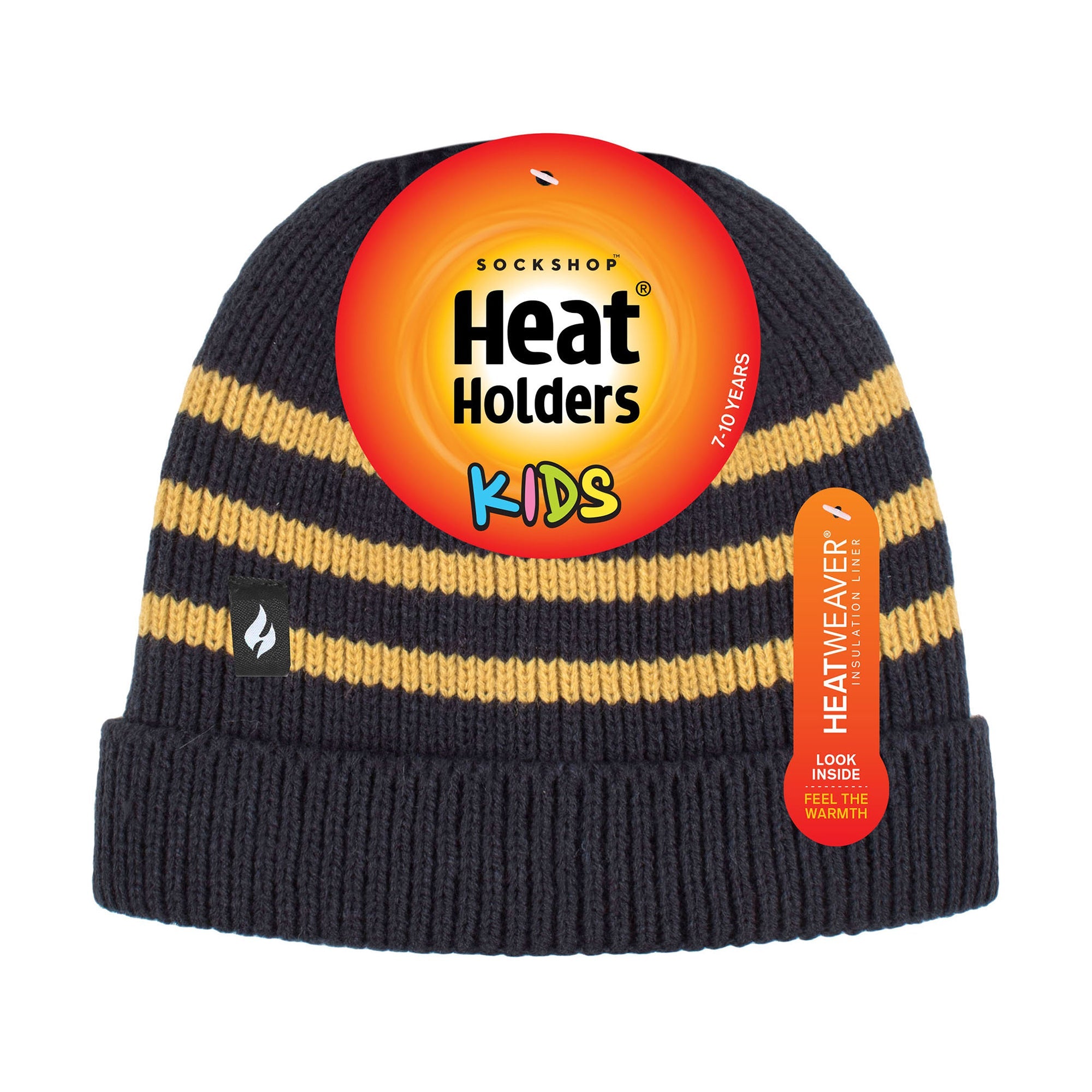 Boys Ribbed Knit Turnover Thermal Winter Hat with Stripes
