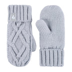 Girls Cable Knitted Design Trapper Hat & Mittens Set