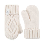 Girls Cable Knitted Design Trapper Hat & Mittens Set