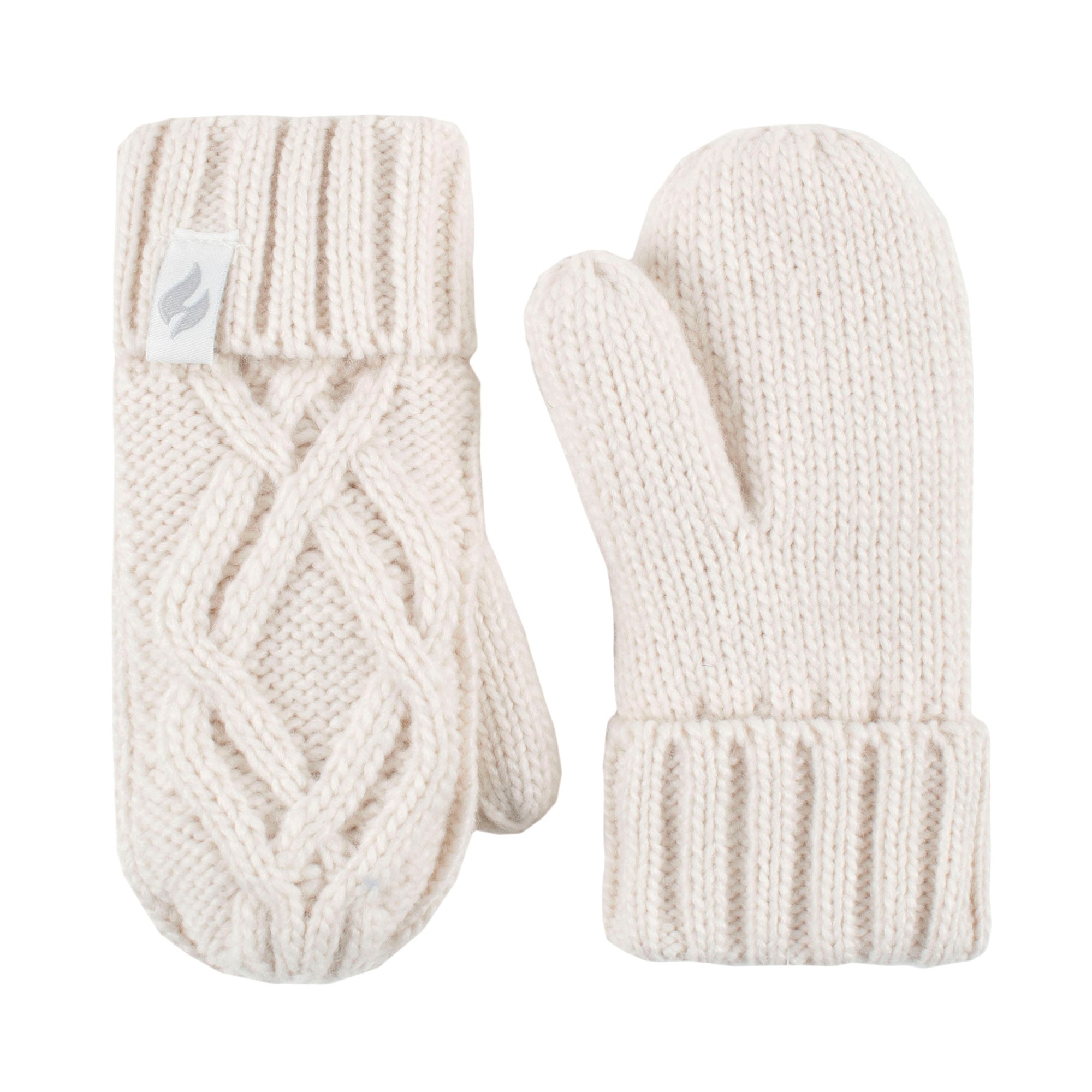 Girls Cable Knitted Design Trapper Hat & Mittens Set
