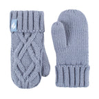 Girls Cable Knitted Design Trapper Hat & Mittens Set