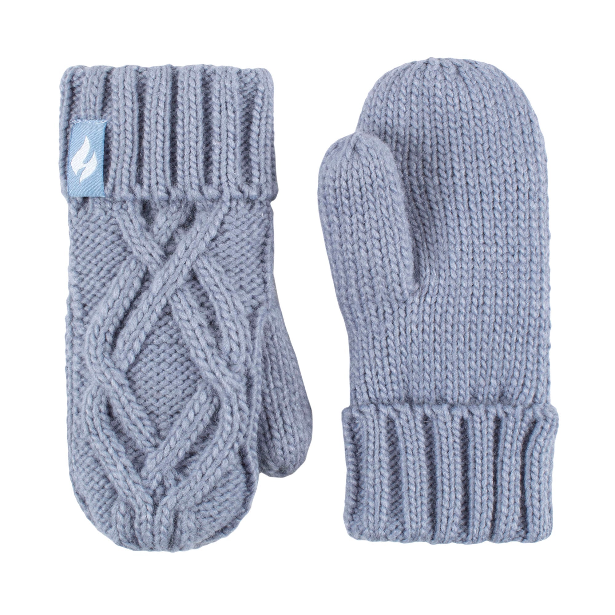 Girls Cable Knitted Design Trapper Hat & Mittens Set