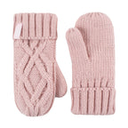 Girls Cable Knitted Design Trapper Hat & Mittens Set