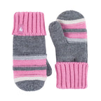Girls Winter Thermal Beanie Hat with Ear Flaps & Mittens Gloves Set