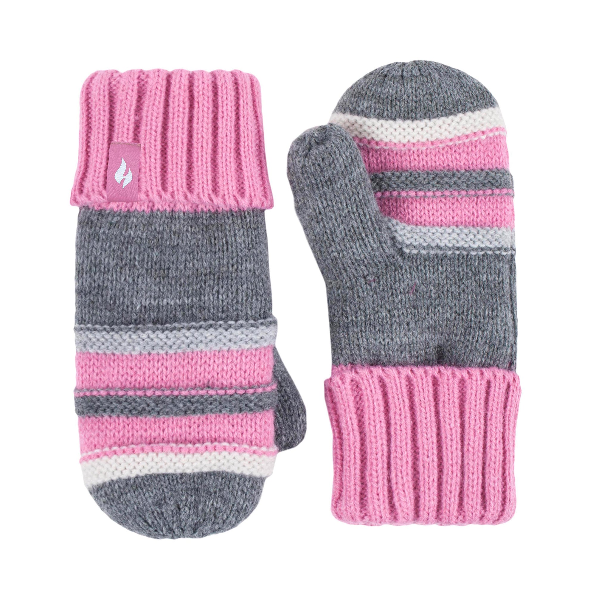 Girls Winter Thermal Beanie Hat with Ear Flaps & Mittens Gloves Set