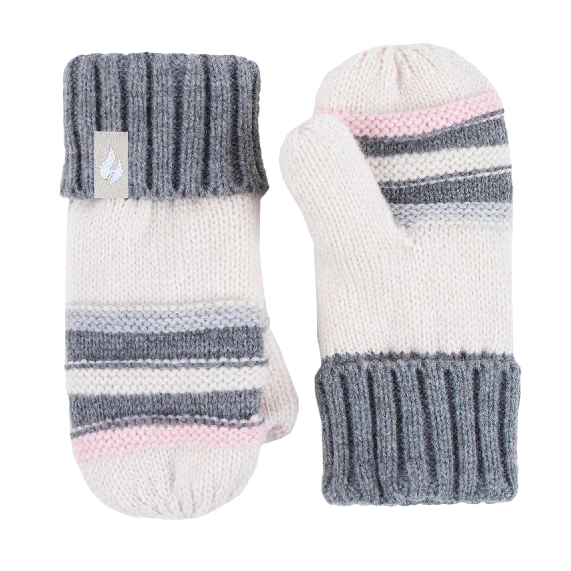 Girls Winter Thermal Beanie Hat with Ear Flaps & Mittens Gloves Set