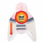 Girls Winter Thermal Beanie Hat with Ear Flaps & Mittens Gloves Set