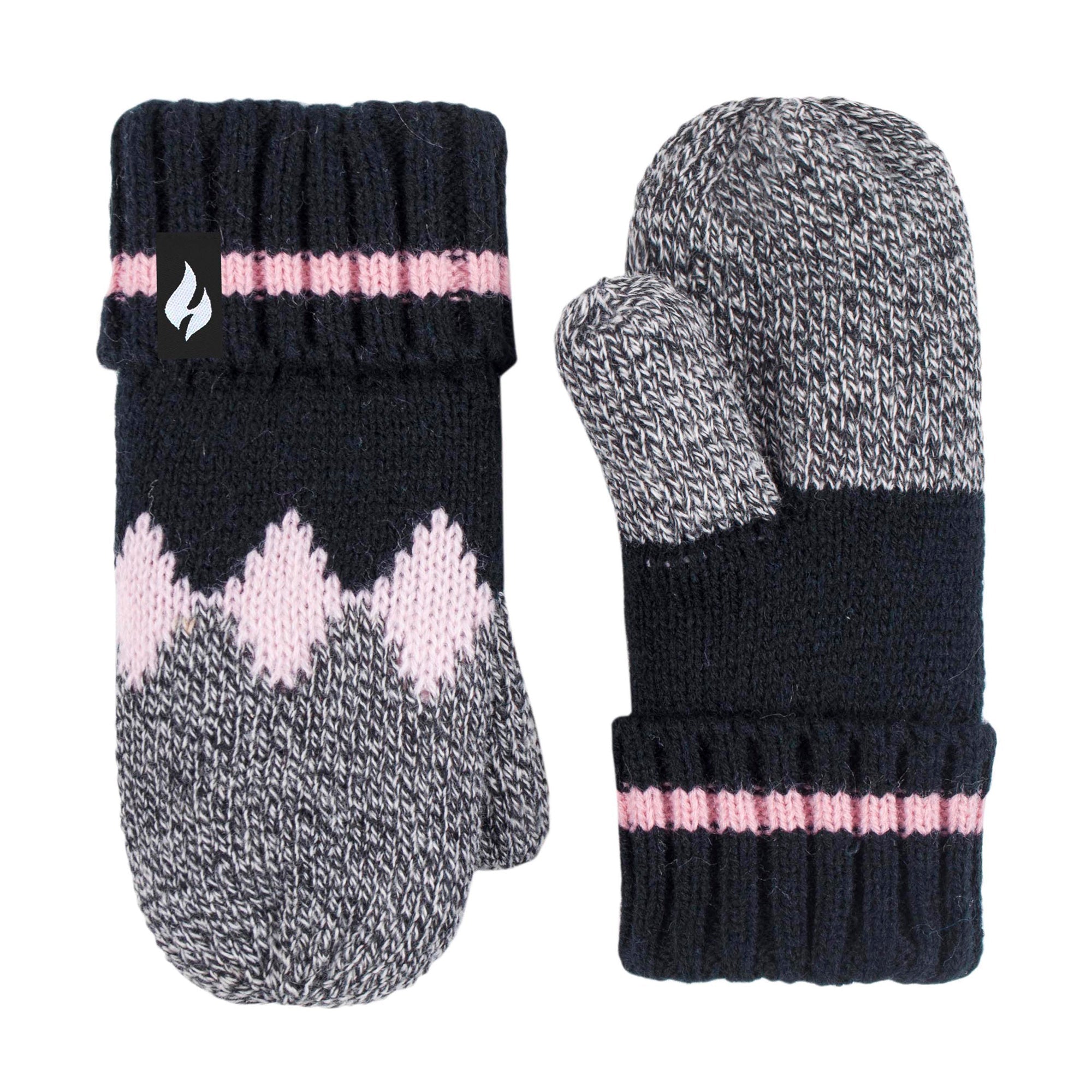 Girls Nordic Pattern Trapper Hat with Ear Flaps & Mittens Set