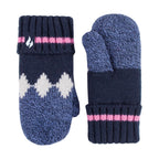Girls Nordic Pattern Trapper Hat with Ear Flaps & Mittens Set