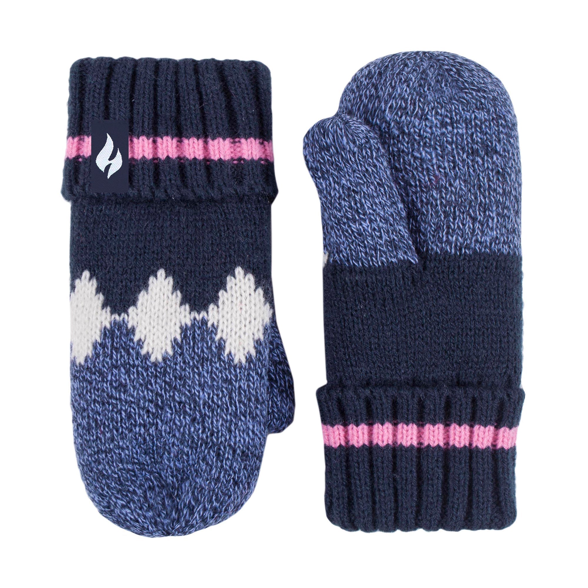 Girls Nordic Pattern Trapper Hat with Ear Flaps & Mittens Set