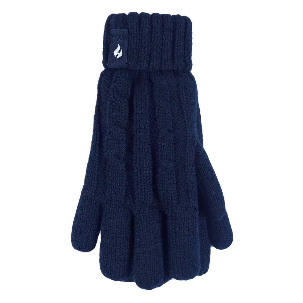 Girls Cable Knit Bobble Pom Pom Thermal Hat & Gloves Set
