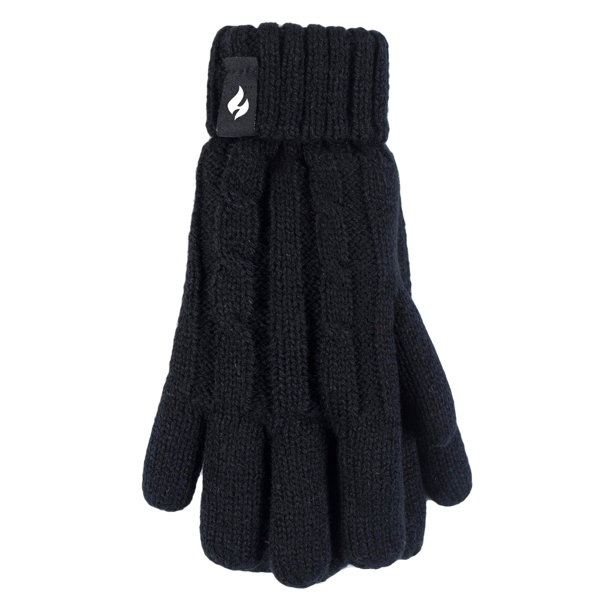 Girls Cable Knit Bobble Pom Pom Thermal Hat & Gloves Set