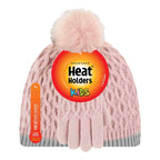 Girls Thermal Insulated Pom Pom Bobble Beanie Hat & Gloves