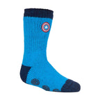 Childrens Captain America Non Slip 2.3 Tog Thermal Slipper Socks with Grips