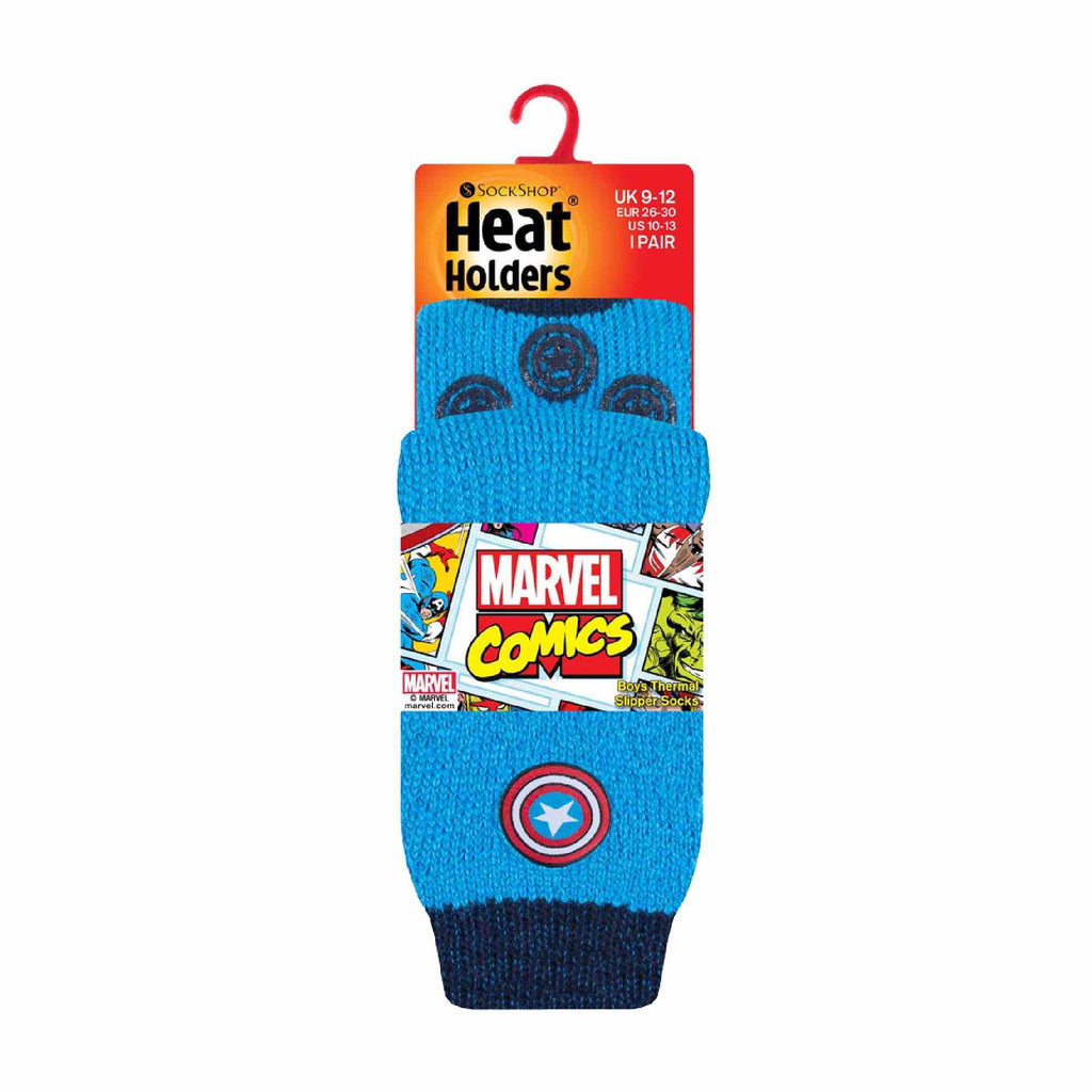 Childrens Captain America Non Slip 2.3 Tog Thermal Slipper Socks with Grips