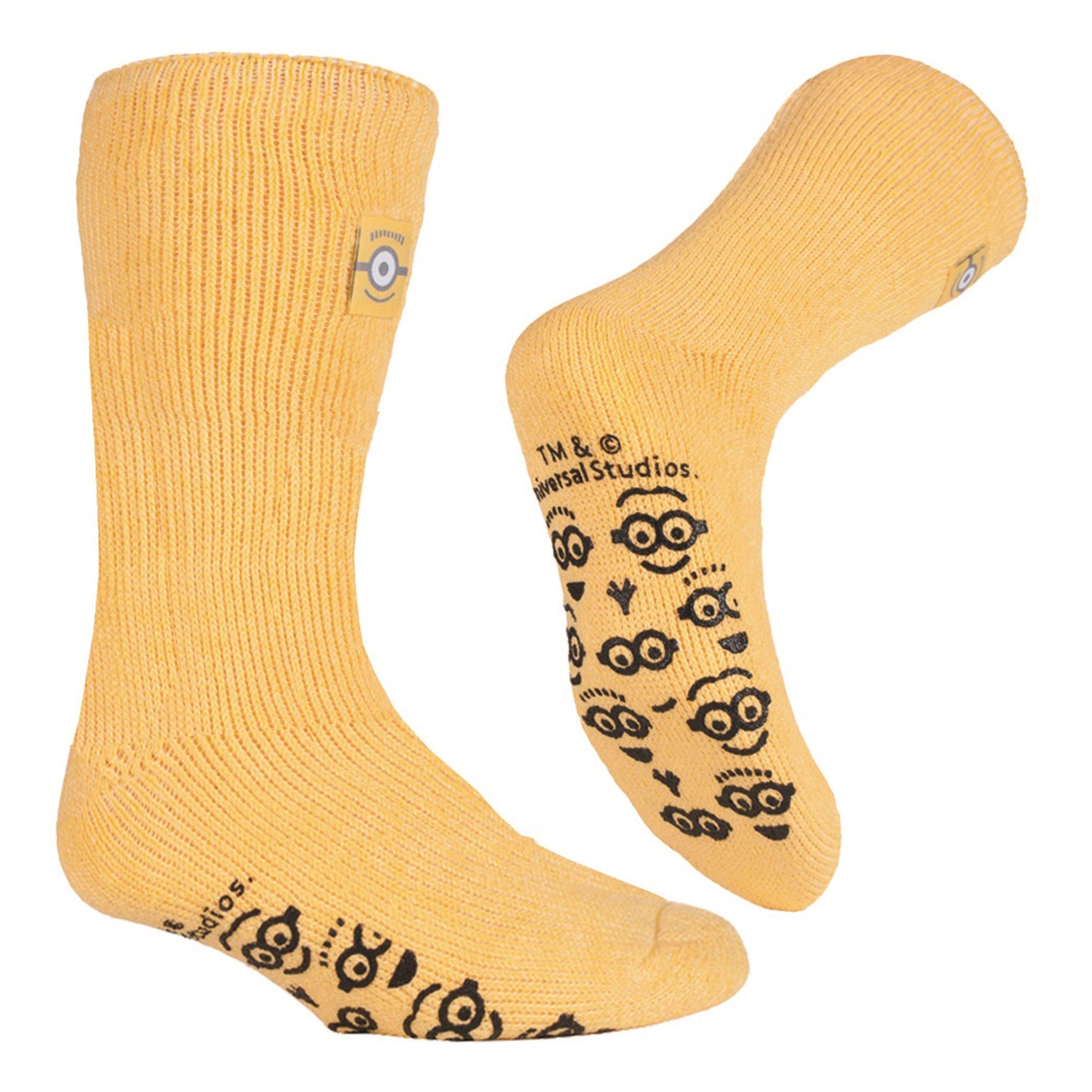 Childrens Minions Non Slip 2.3 Tog Thermal Slipper Socks with Grips