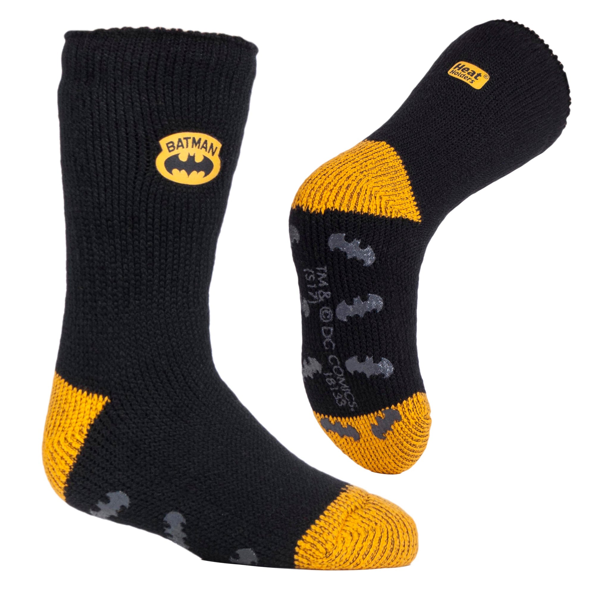 Childrens Batman Non Slip 2.3 Tog Thermal Slipper Socks with Grips