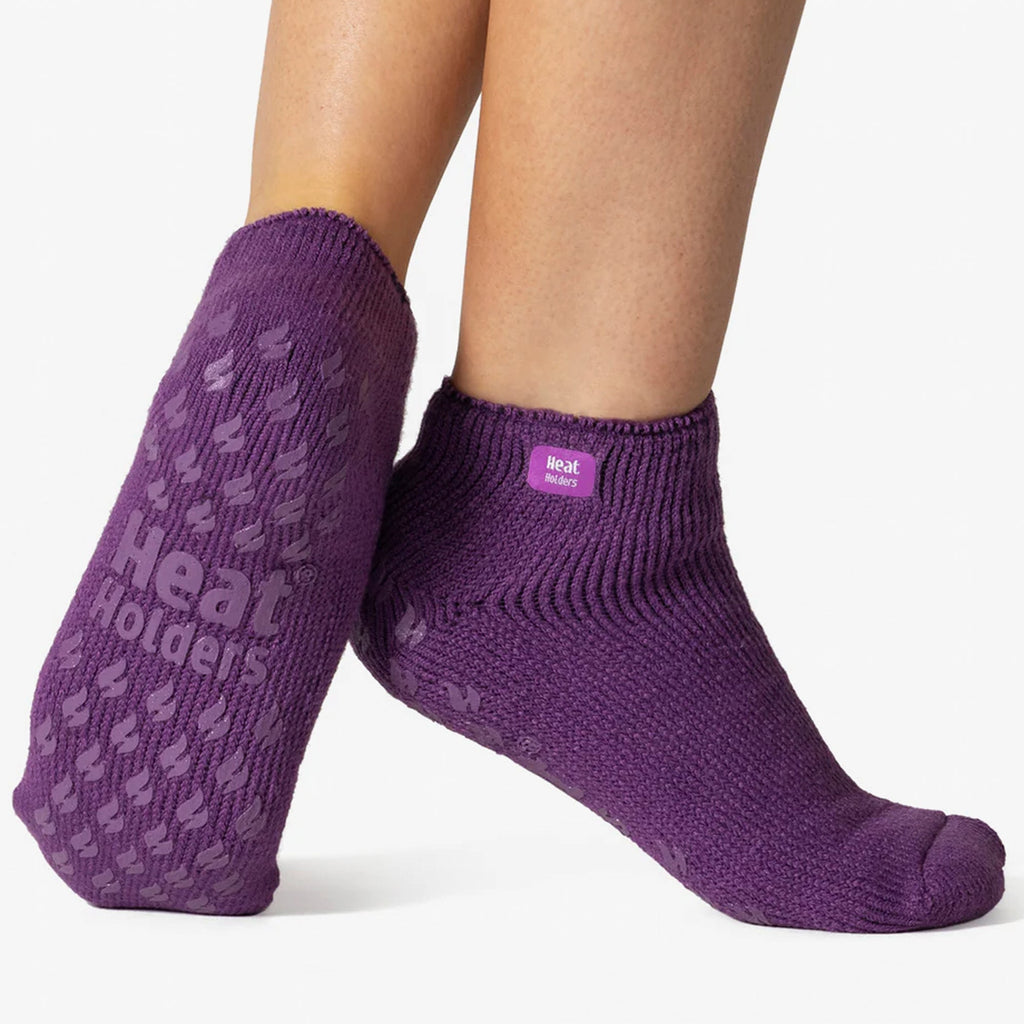 3 Pair Ladies Ankle Slipper Socks | Fleece Low Cut Fluffy Socks with Grippers
