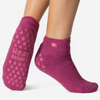 3 Pair Ladies Ankle Slipper Socks | Fleece Low Cut Fluffy Socks with Grippers