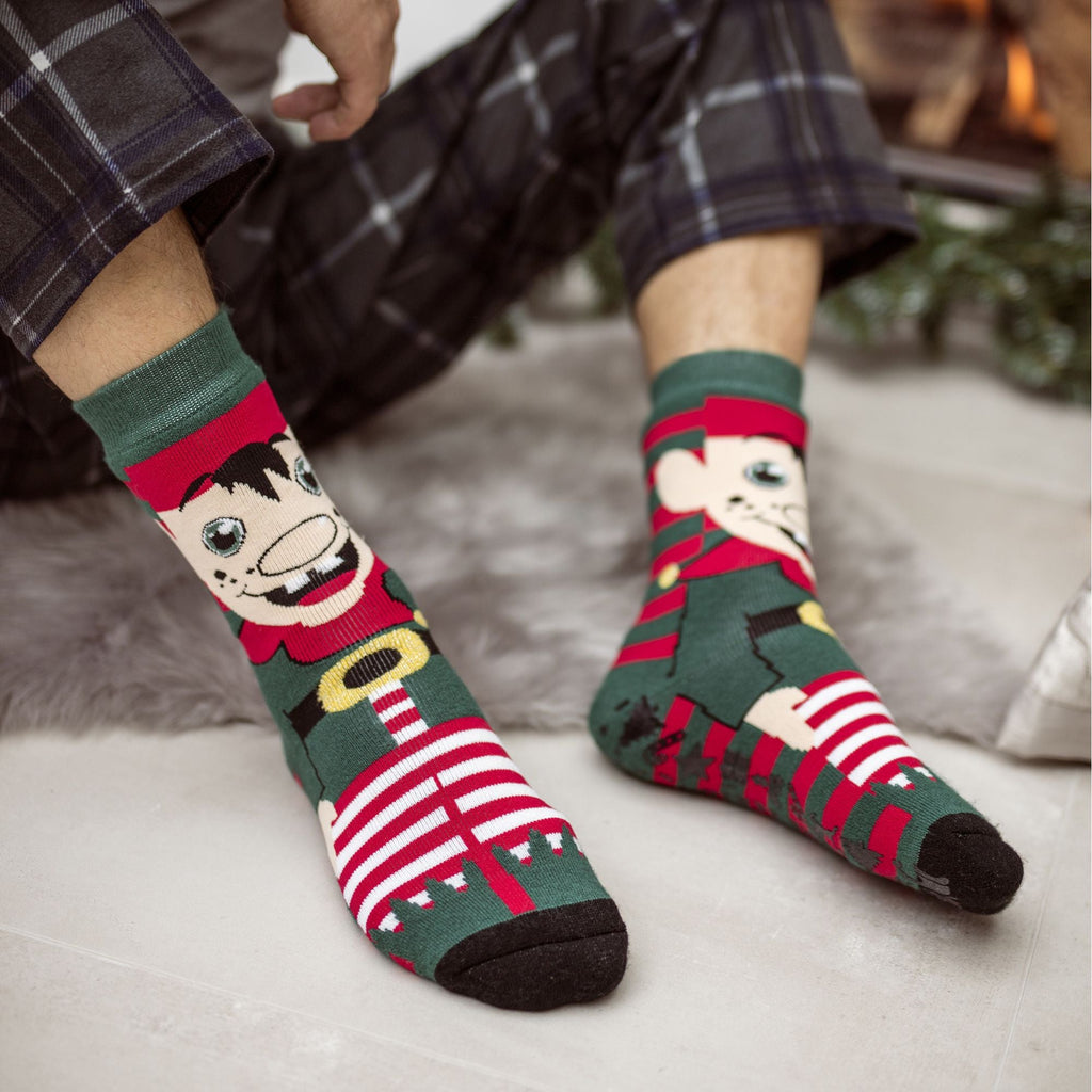 Mens Christmas Non Slip Thermal Slipper Socks with Grippers