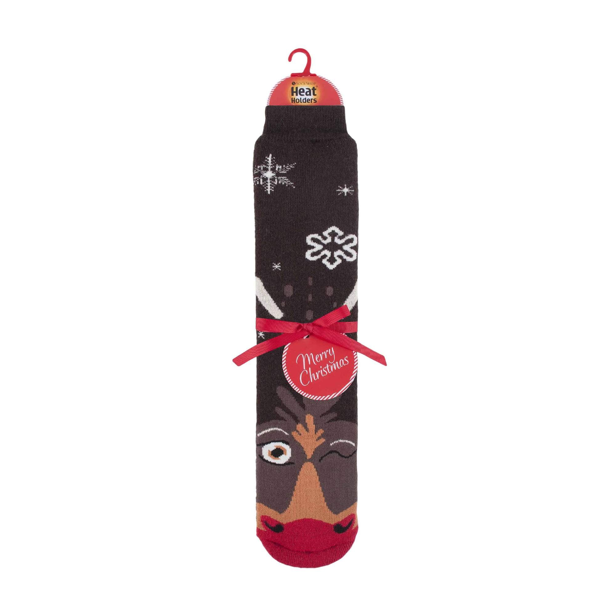 Mens Christmas Non Slip Thermal Slipper Socks with Grippers