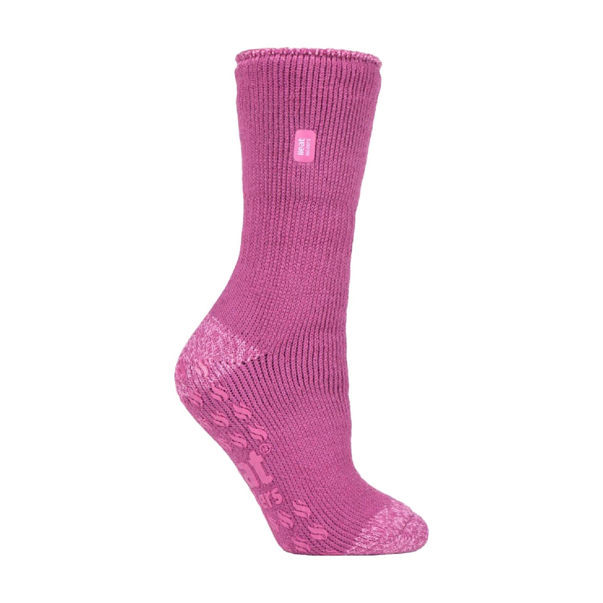Ladies Striped Non Skid Thermal Slipper Socks with Grips