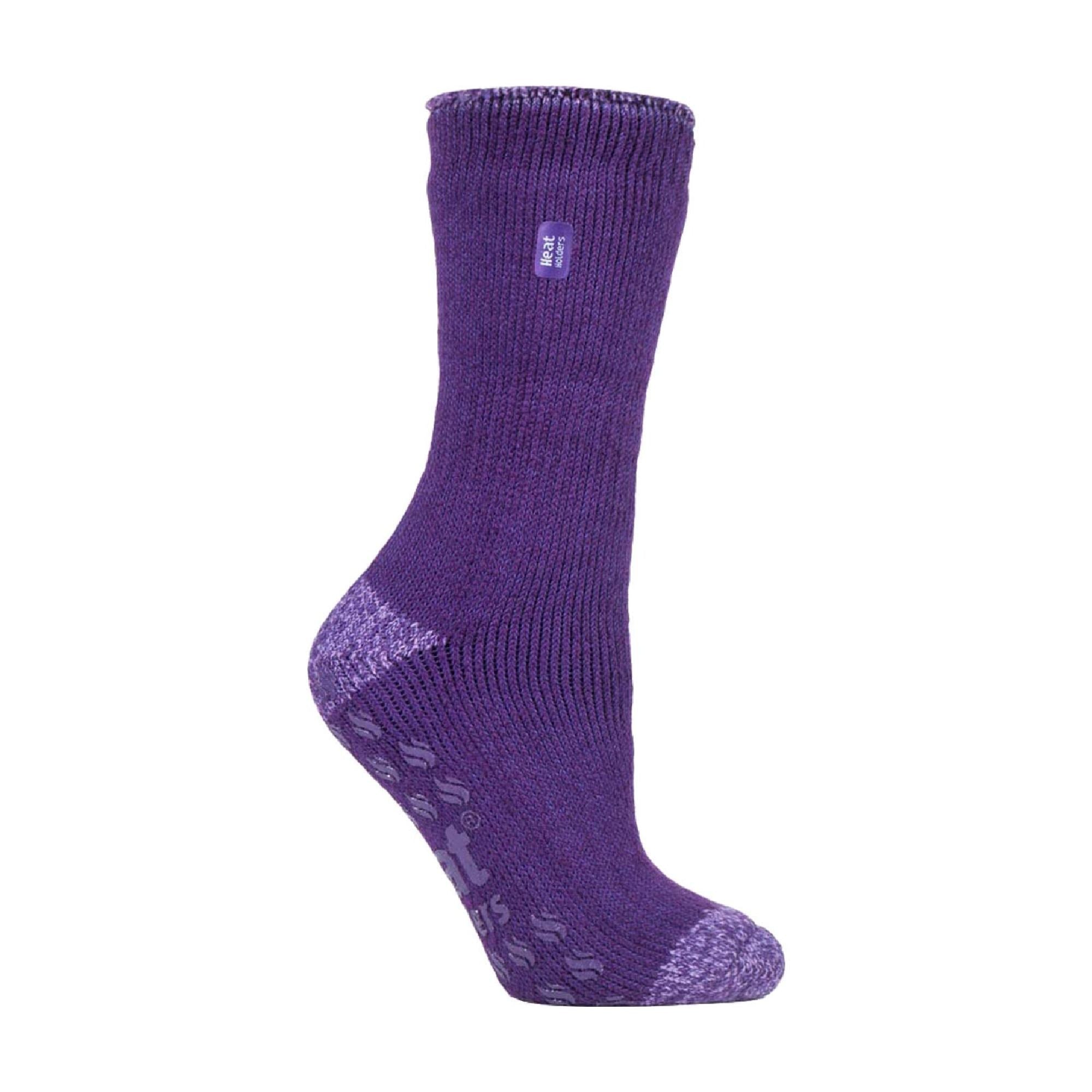 Ladies Striped Non Skid Thermal Slipper Socks with Grips
