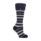 Ladies Multicoloured Striped Patterned Long Wellington Boot Thermal Socks