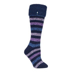 Ladies Multicoloured Striped Patterned Long Wellington Boot Thermal Socks