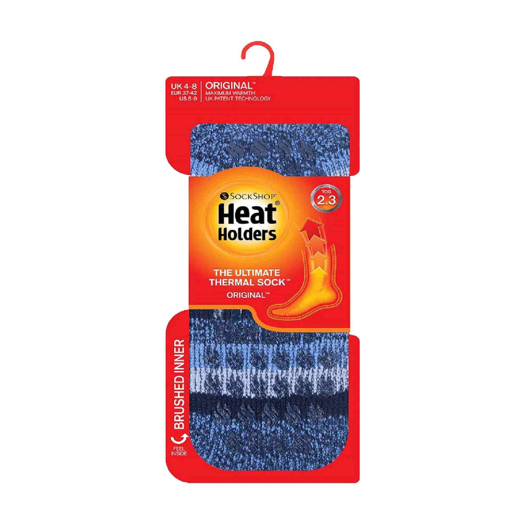 Ladies Striped Non Skid Thermal Slipper Socks with Grips