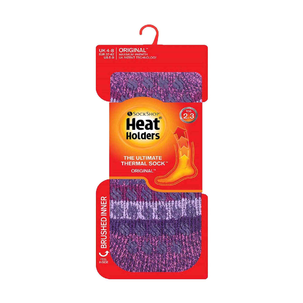 Ladies Striped Non Skid Thermal Slipper Socks with Grips