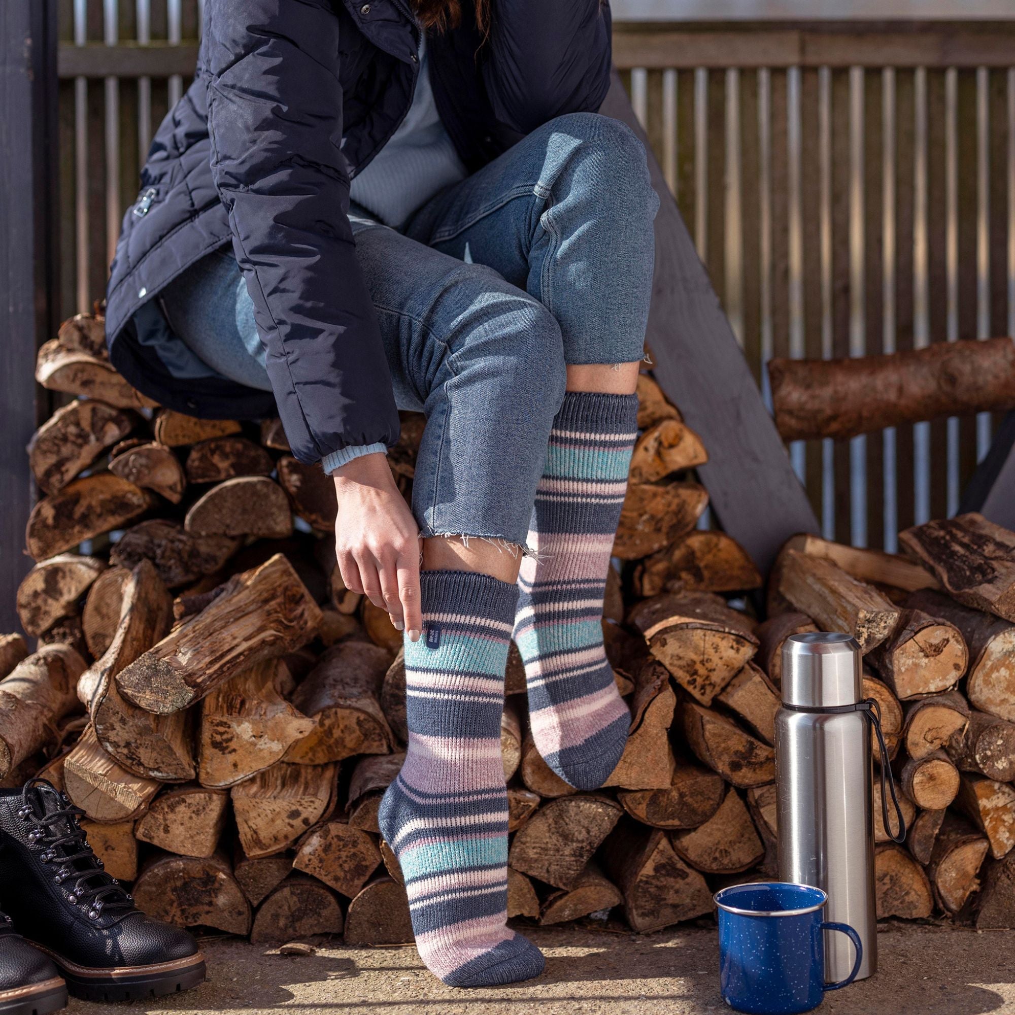 Ladies Twist Patterned Thick Winter Warm Thermal Socks