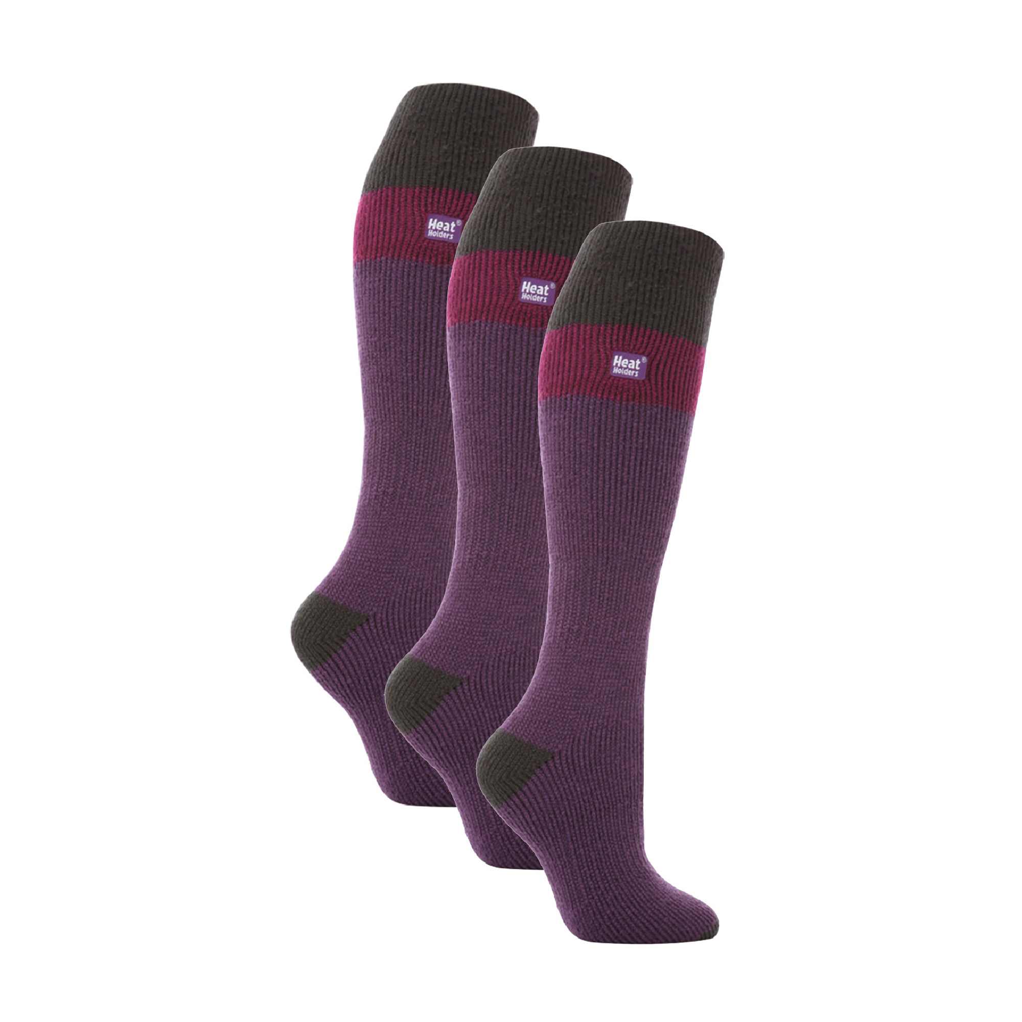 3 Pack Ladies Winter 2.3 TOG Thermal Long Knee High Ski Socks